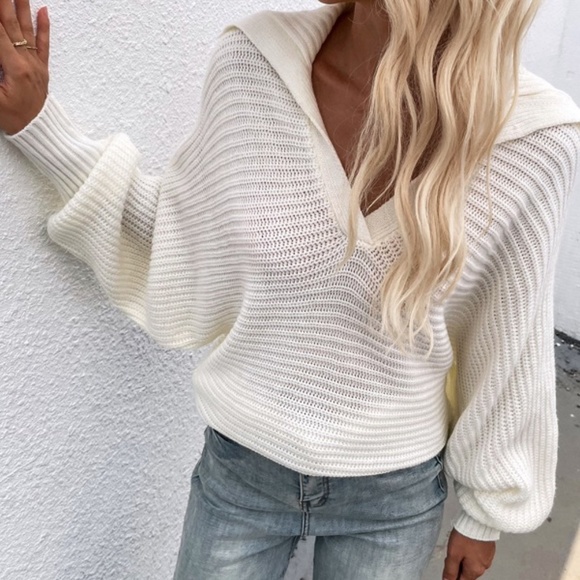 Charcoal Grey V neck Collar Knit Sweater Top Minimalist y2k - Picture 11 of 15